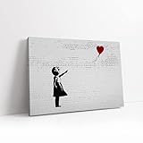 KAWAHONE Banksy Wall Art Banksy Girl with Red Heart Shaped Balloon(There is Always Hope) Graffiti & Street Art Modern Art Urban for Living Room, Bedroom, Office(24x36Inch)